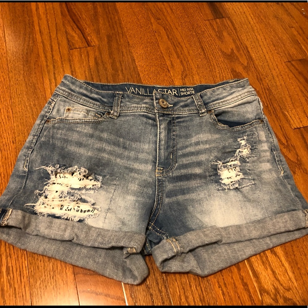 Light-Medium Blue Wash Jean Shorts